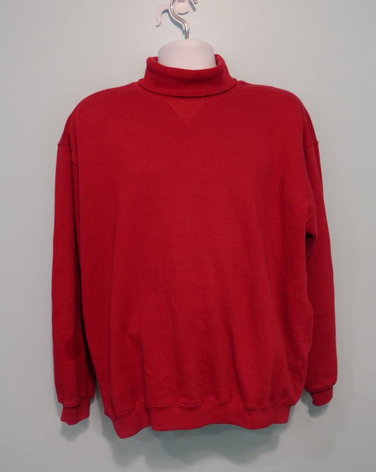 Mens Large Red Turtleneck Sweater Pullover