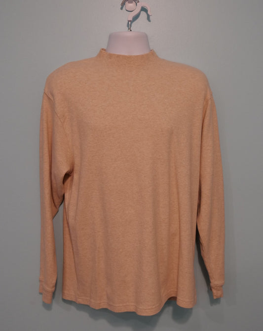 Puritan Mens Large Cotton Mock Turtleneck Pullover Sweater Beige