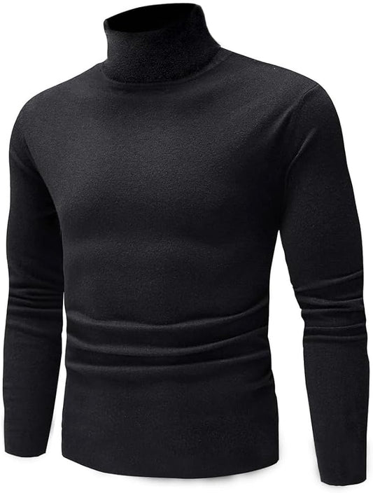 Mens Casual Slim Fit Basic Shirt Knitted Lightweight Pullover Turtleneck Sweater